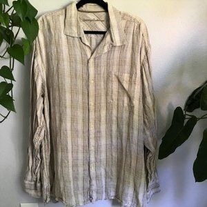 Tommy Bahama 100% Linen Vacation Button Down Men's Plaid Shirt